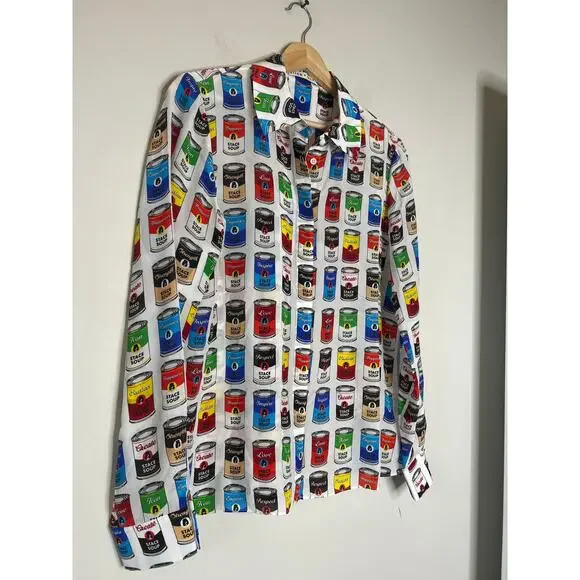 NEW Alice + Olivia Stace Soup Willa Button Long Sleeve Blouse Blue Size: Medium - Picture 3 of 8